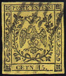 1852 - 15 cent. giallo, errore ... 