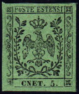 1855 - 5 cent. verde oliva, ... 