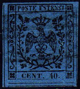 1854 - 40 cent. azzurro scuro ... 