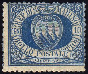 1888 - 10 cent. azzurro Stemma ... 