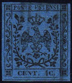 1854 - 40 cent. azzurro scuro, ... 