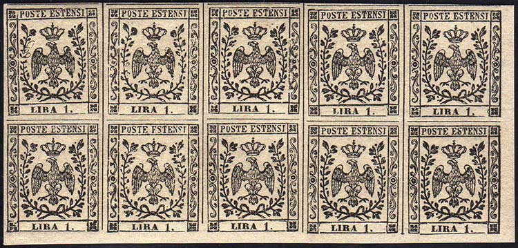 1853 - 1 lira bianco (11), blocco ... 