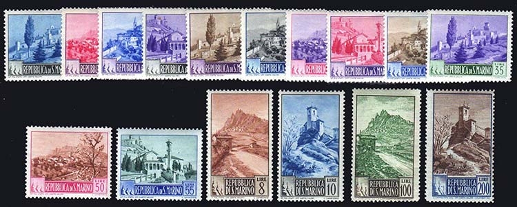 1949/50 - Paesaggi, 16 valori ... 