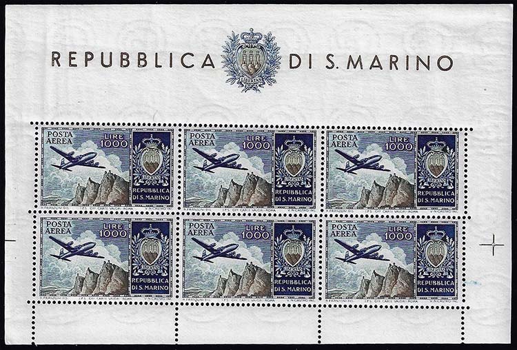 1954 - 1.000 lire Aereo, foglietto ... 