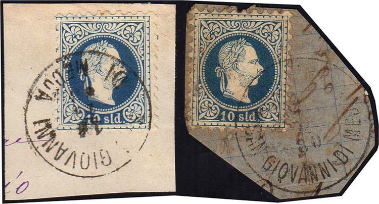 AUSTRIA 1867 - 10 k. azzurro (35), ... 