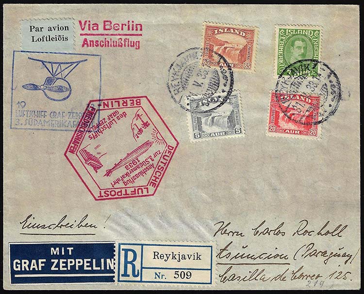 ISLANDA POSTA AEREA ZEPPELIN 1933 ... 