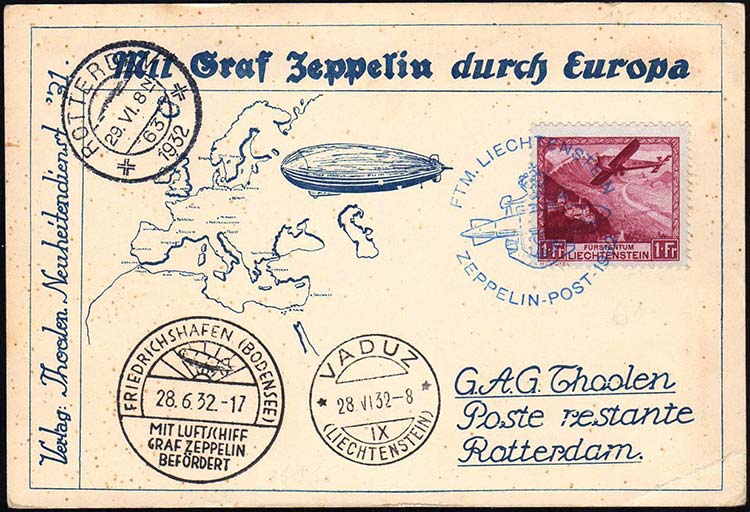 LIECHTENSTEIN POSTA AEREA ZEPPELIN ... 