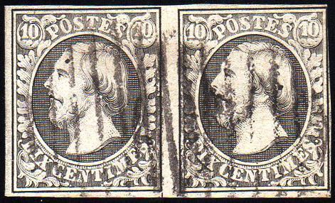 LUSSEMBURGO 1852 - 10 cent. nero ... 