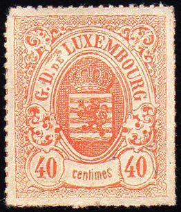 LUSSEMBURGO 1865 - 40 cent. rosso ... 