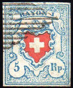 SVIZZERA 1851 - 5 r. azzurro ... 