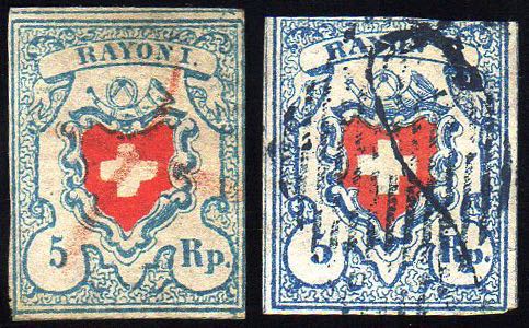 SVIZZERA 1851 - 5 r. azzurro ... 