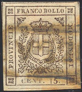 1859 - 15 cent. bruno (13), usato, ... 