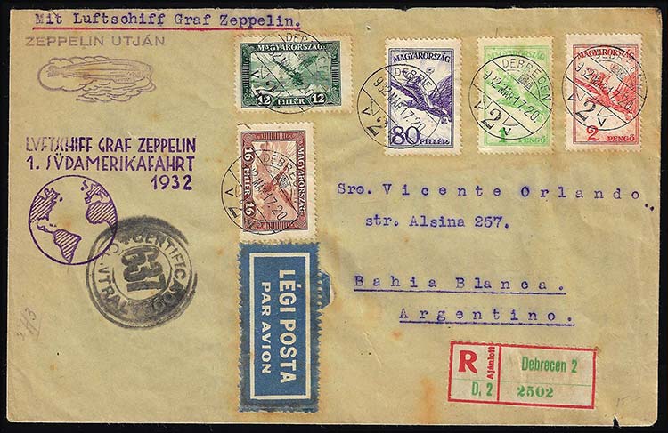 UNGHERIA POSTA AEREA ZEPPELIN 1932 ... 