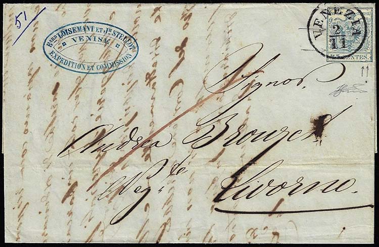 1853 - 45 cent. azzurro ardesia, ... 