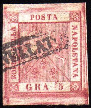 1859 - 5 grana carminio rosa, II ... 