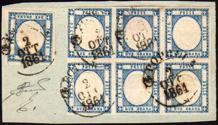 1861 - 2 grana azzurro scuro (20), ... 