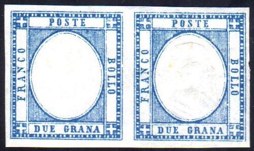 1861 - 2 grana azzurro, coppia ... 