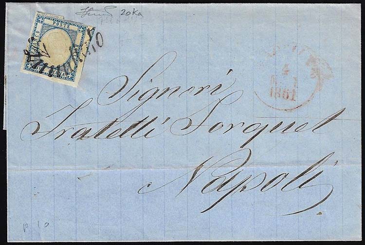1861 - 2 grana azzurro, doppio ... 