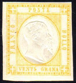 1861 - 20 grana giallo (23), gomma ... 