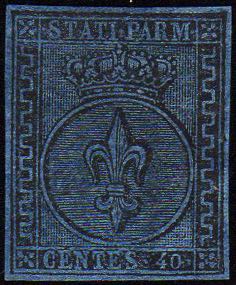 1852 - 40 cent. azzurro (5), nuovo ... 