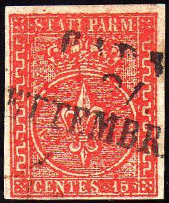 1853 - 15 cent. rosso vermiglio ... 