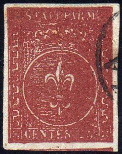 1855 - 25 cent. bruno rosso (8), ... 