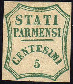 1859 - 5 cent. verde azzurro, I ... 