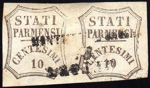 1859 - 10 cent. bruno (14), coppia ... 
