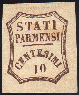 1859 - 10 cent. bruno, cifra 1 ... 