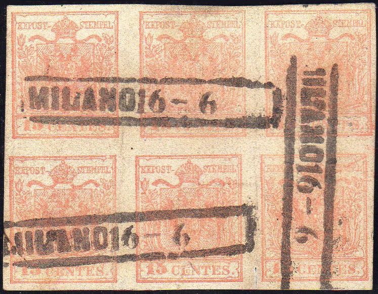 1854 - 15 cent. rosa chiaro, carta ... 