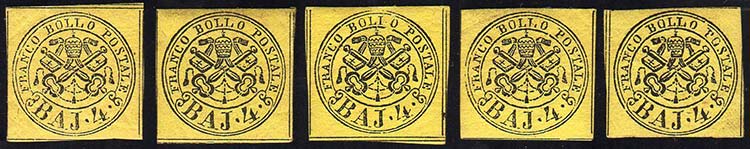 1864 - 4 baj giallo (5A), 5 ... 