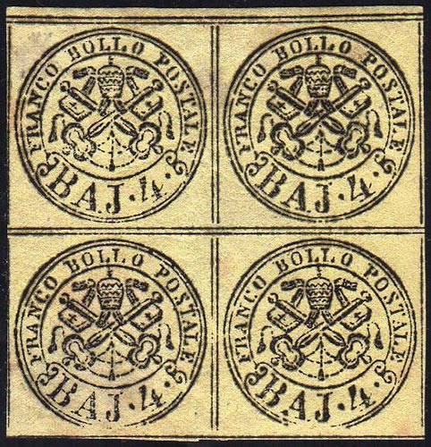 1864 - 4 baj giallo chiaro (5Ab), ... 