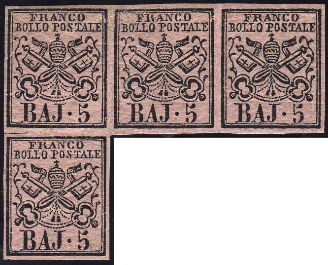 1852 - 5 baj rosa chiaro (6), ... 