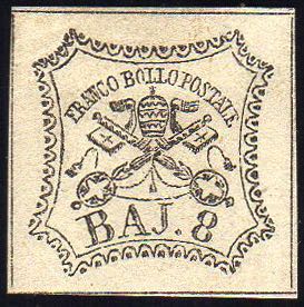 1852 - 8 baj bianco (9), gomma ... 