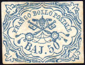 1852 - 50 baj azzurro (10), nuovo ... 