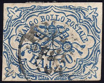 1852 - 50 baj azzurro (10), usato ... 