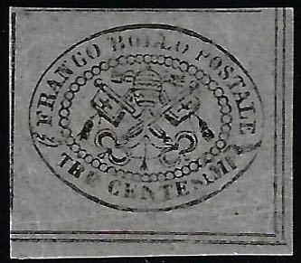 1867 - 3 cent. grigio (15), angolo ... 