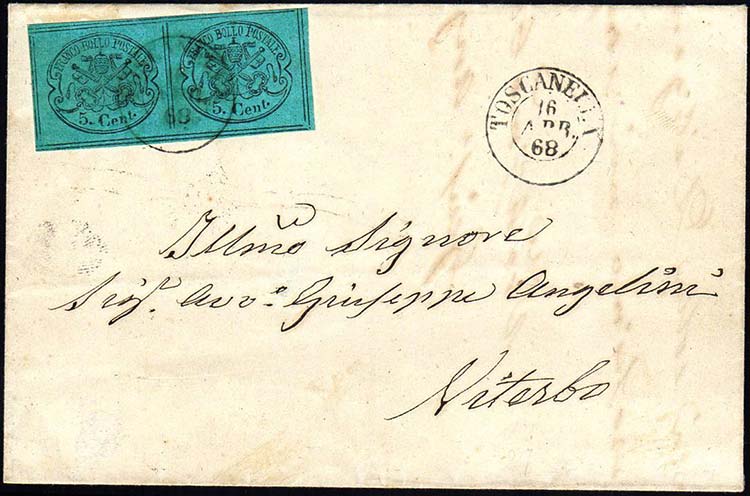 1868 - 5 cent. azzurro verdastro ... 
