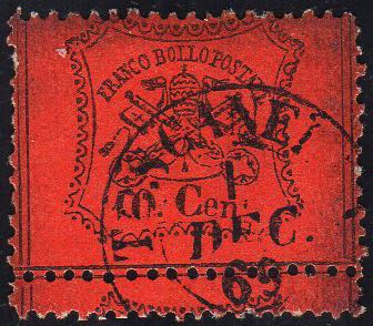 1867 - 10 cent. arancio vermiglio ... 