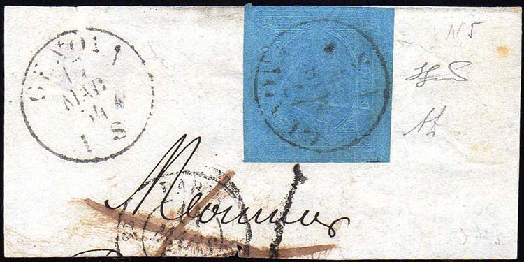 1853 - 20 cent. azzurro (5), ... 