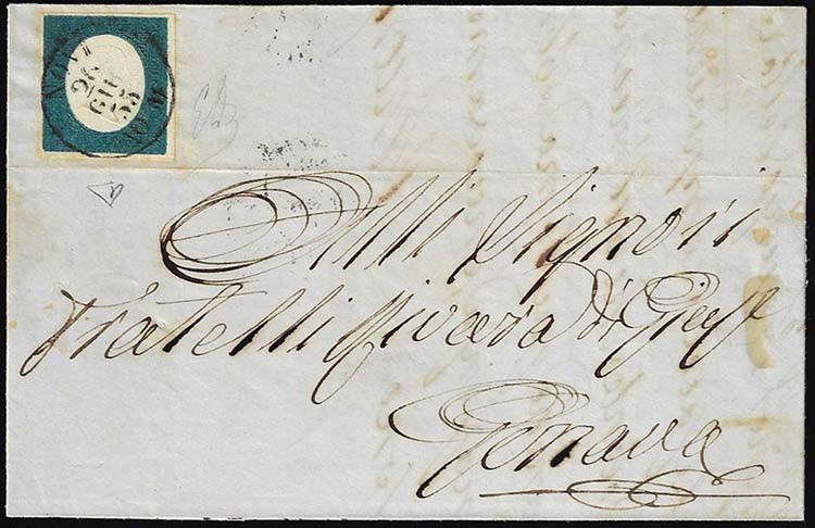1855 - 20 cent. azzurro verdastro ... 