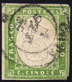 1859 - 5 cent. verde giallo, ... 