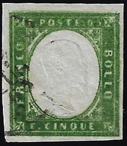 1863 - 5 cent. verde cupo, doppia ... 