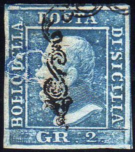 1859 - 2 grana azzurro, I tavola, ... 