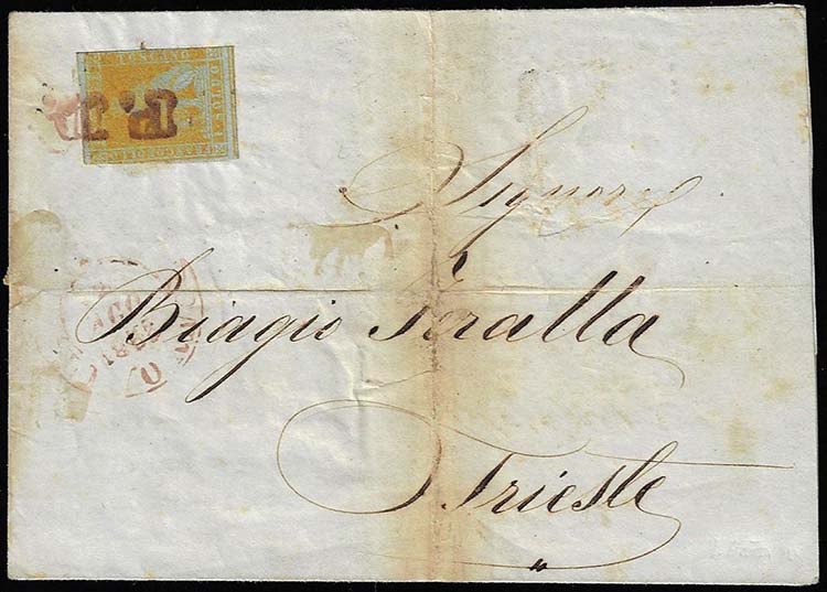 1853 - 1 soldo giallo oro su ... 