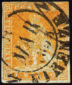 1851 - 1 soldo arancio su grigio ... 