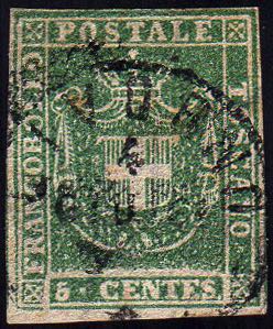 1860 - 5 cent. verde (18), usato, ... 