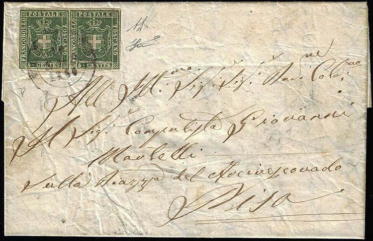 1860 - 5 cent. verde (18), coppia, ... 