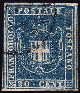 1860 - 20 cent. azzurro (20), ... 