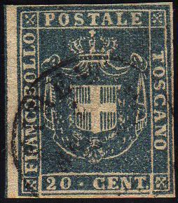 1860 - 20 cent. azzurro grigio, ... 